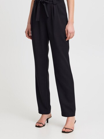 ICHI Regular Pleat-front trousers 'Caisy' in Black: front
