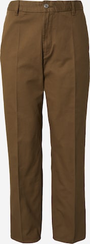 WEEKDAY Regular Trousers with creases 'Joel' in Green: front