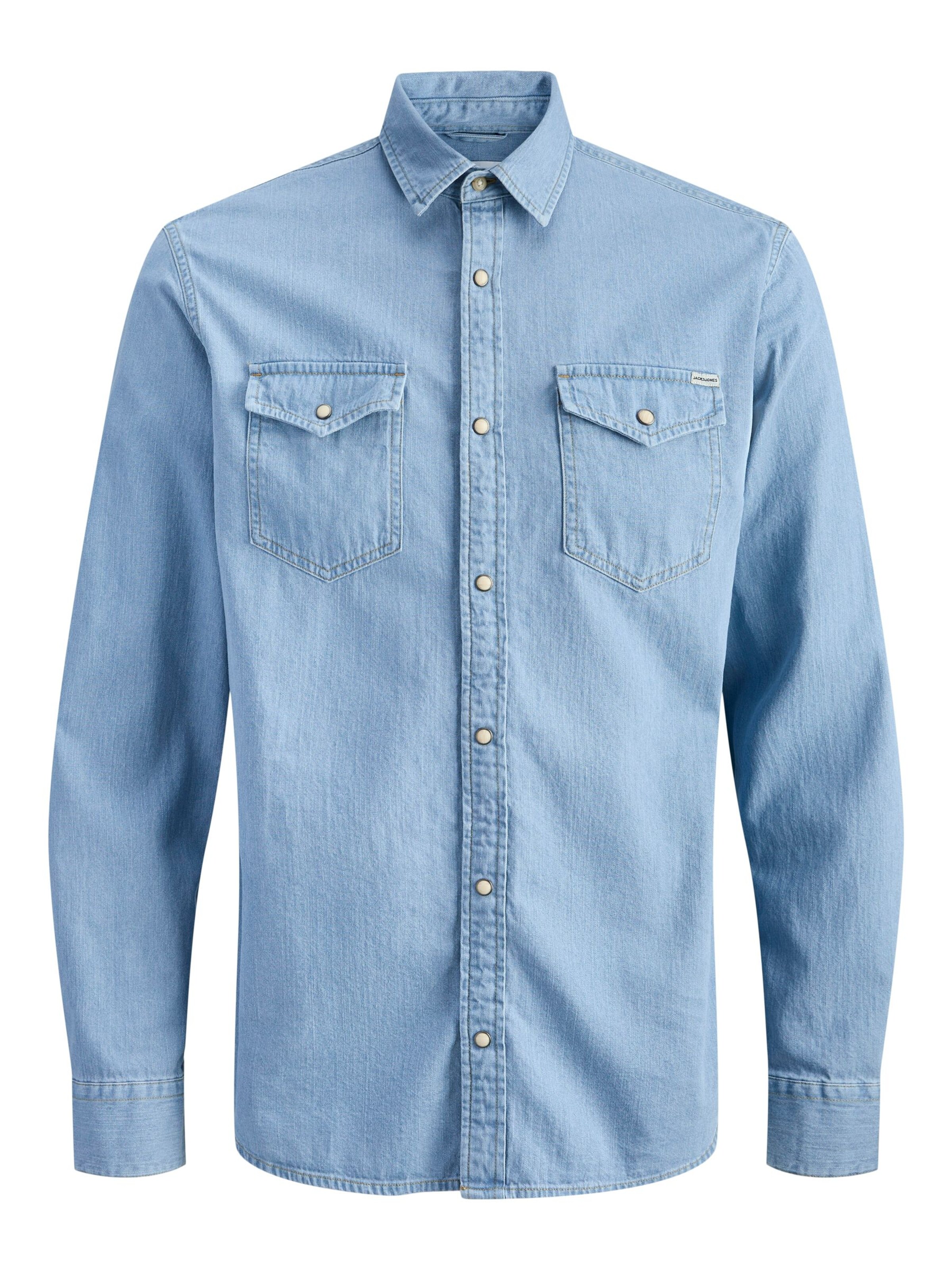Jacks & Jones Regular fit Button Up Shirt 'Herren Langarm Hemd' in Blue: front