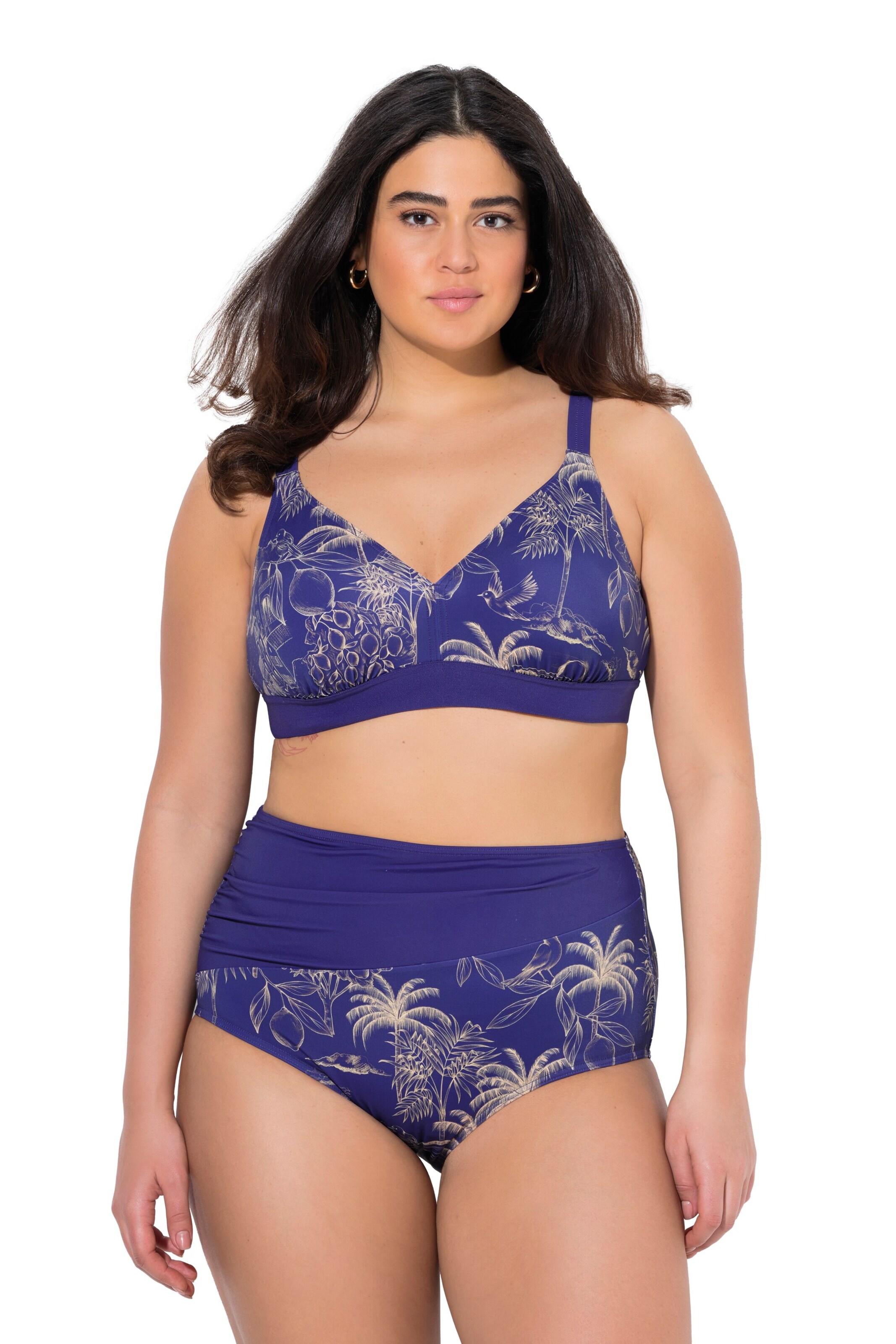 Ulla Popken Triangel Bikini in Blau: Vorderseite