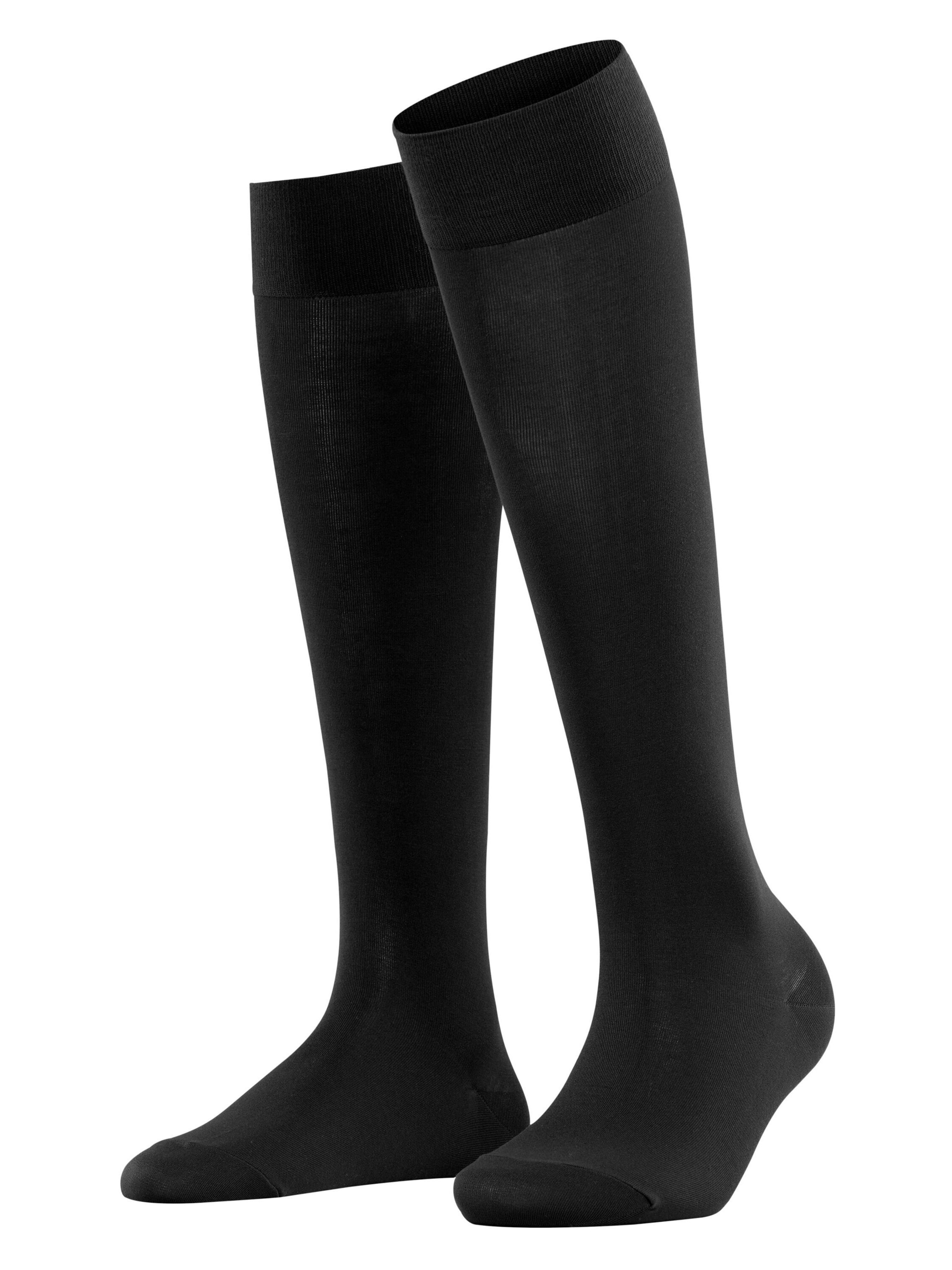 FALKE Knee High Socks 'Cotton Touch' in Black: front