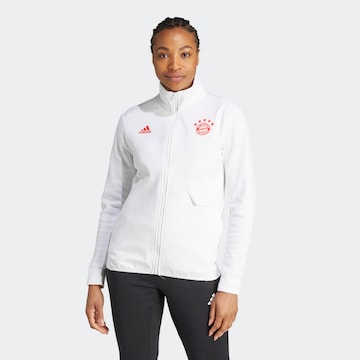 ADIDAS SPORTSWEAR Athletic Zip-Up Hoodie 'FC Bayern München' in White: front