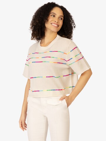 Rainbow Cashmere Sweater in Beige: front