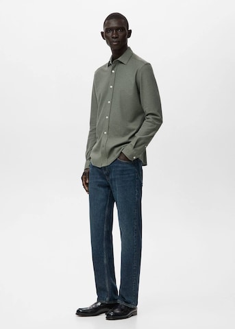 MANGO MAN Regular fit Button Up Shirt 'Pique' in Green
