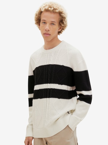 TOM TAILOR DENIM Sweater in White: front