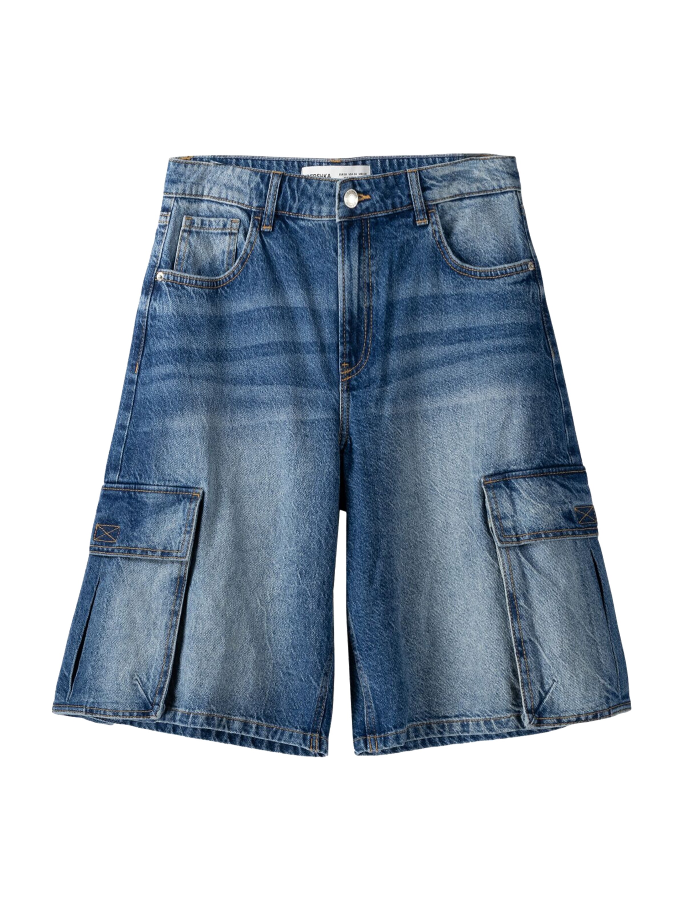 Pantaloni eleganți de la Bershka pe albastru: față