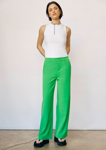 OBJECT Wide leg Pants 'Lisa' in Green