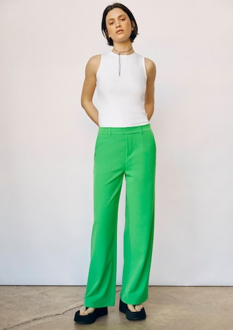 OBJECT - Perna larga Calças 'Lisa' em verde