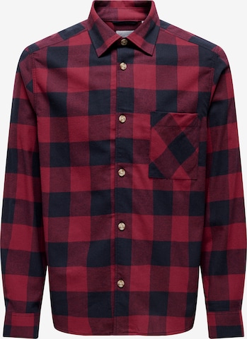 Only & Sons Button Up Shirt 'ONSMASON' in Red: front