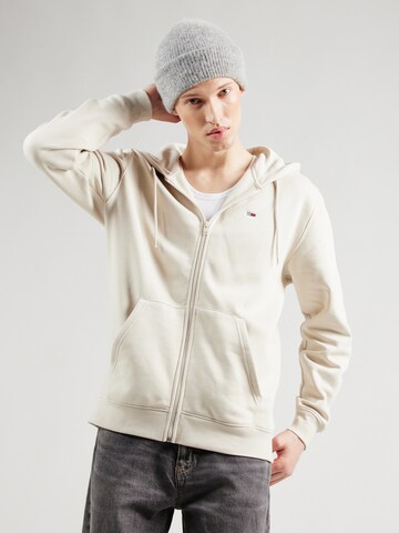 Tommy Jeans Sweat jacket in Beige: front