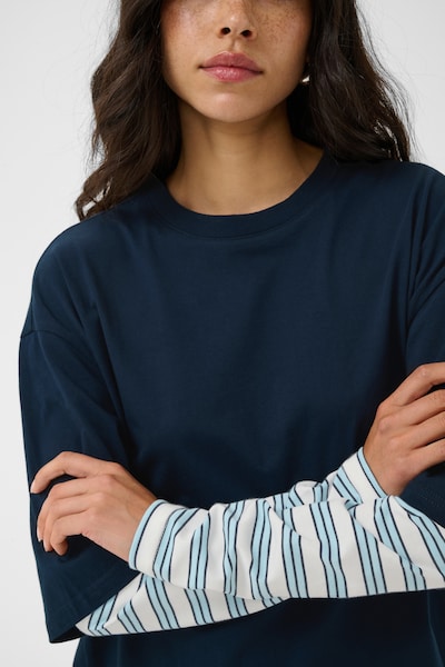 Kaffe Shirt 'KAloren' in L in de kleur Nachtblauw / Lichtblauw / Wit, Productweergave