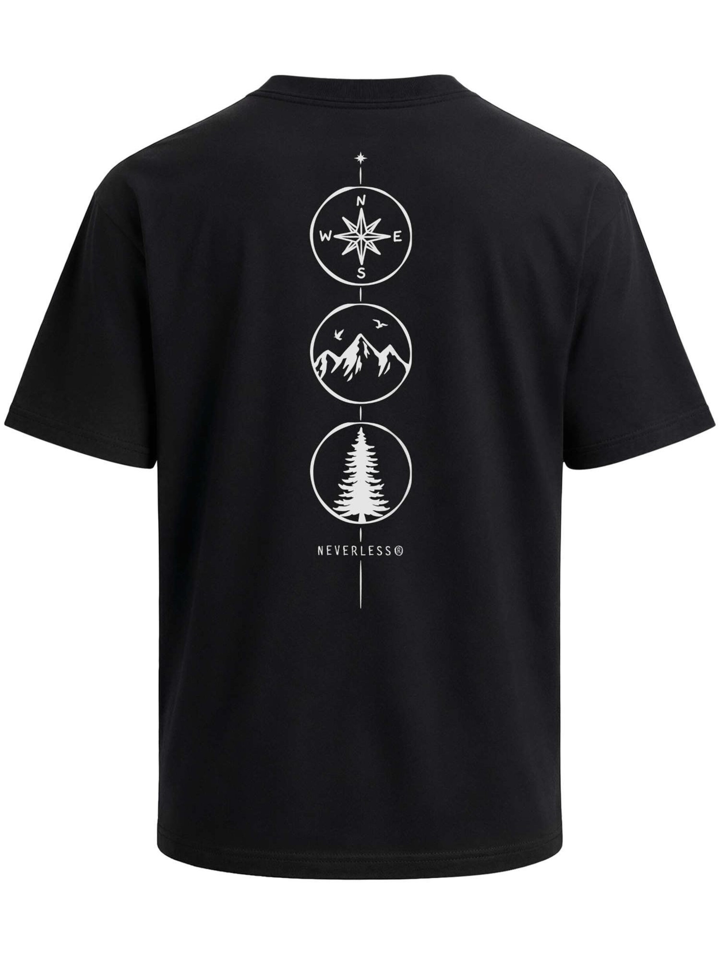Neverless Shirt 'Kompass Outdoor'‌‌‌‌‌‌‌‌‌‌ in Schwarz: Vorderseite