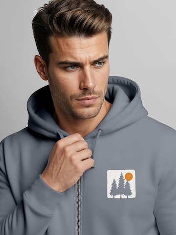 Neverless Sweatjacke 'Pine Trees' in Grau