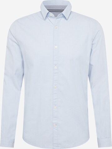 Coupe slim Chemise TOM TAILOR en bleu : devant