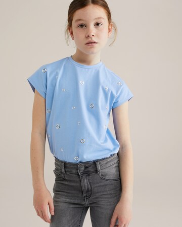 WE Fashion - Camiseta en azul: frente