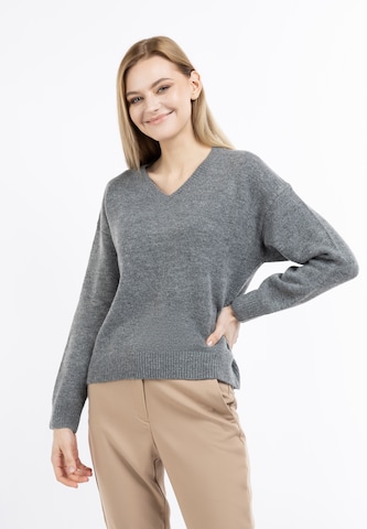 DreiMaster Klassik Sweater 'Zitha' in Grey: front