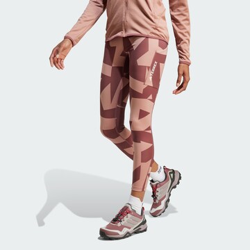 ADIDAS TERREX Skinny Sports trousers in Pink: front