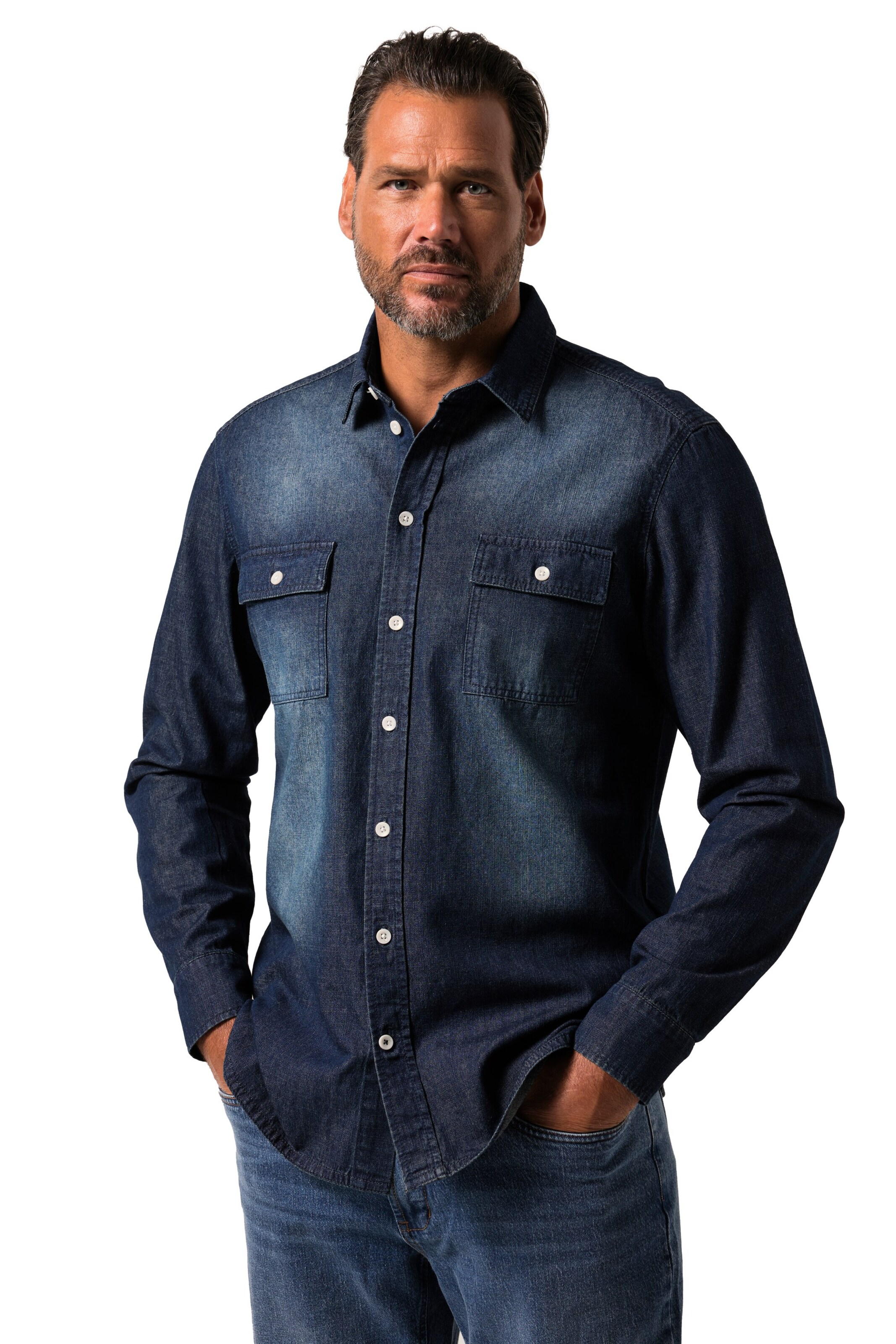 JP1880 Regular Fit Hemd in Blau: Vorderseite