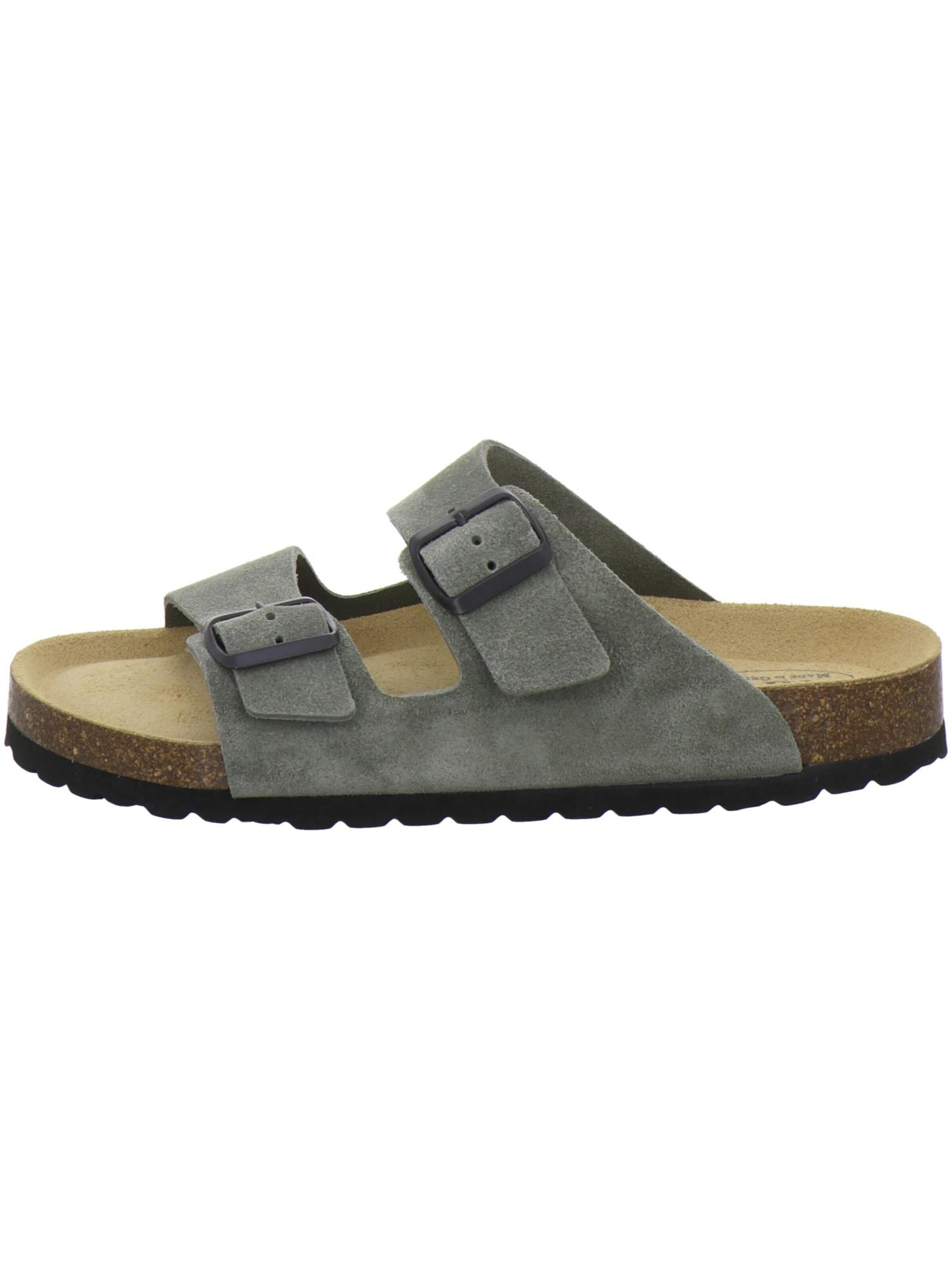 Mule 'Pantoletten Herren Zweischnaller olive Veloursleder' AFS-Schuhe en vert