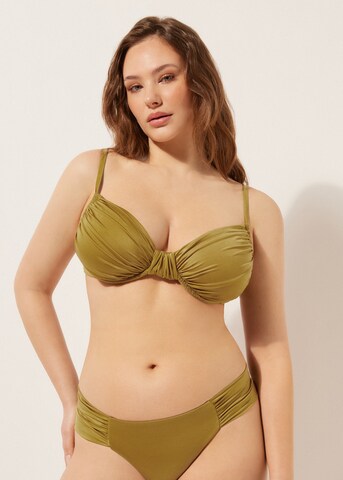 CALZEDONIA Balconette Bikinitop 'Shiny Satin' in Grün