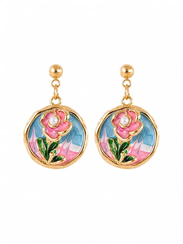 RteRme Earrings 'Orelia Enamel Bloom Earrings' in Gold: front