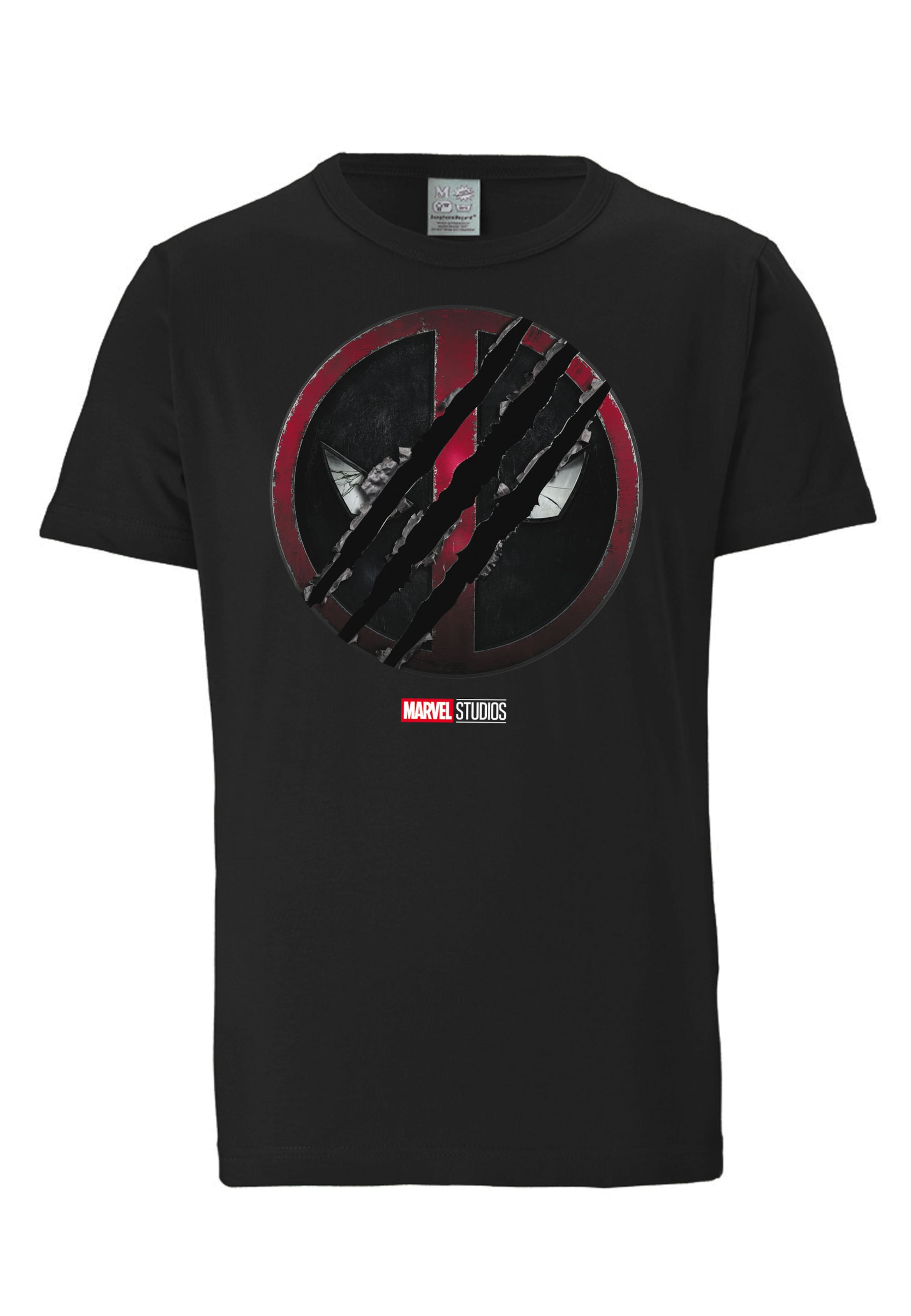 LOGOSHIRT Shirt 'Marvel - Deadpool & Wolverine' in Black: front
