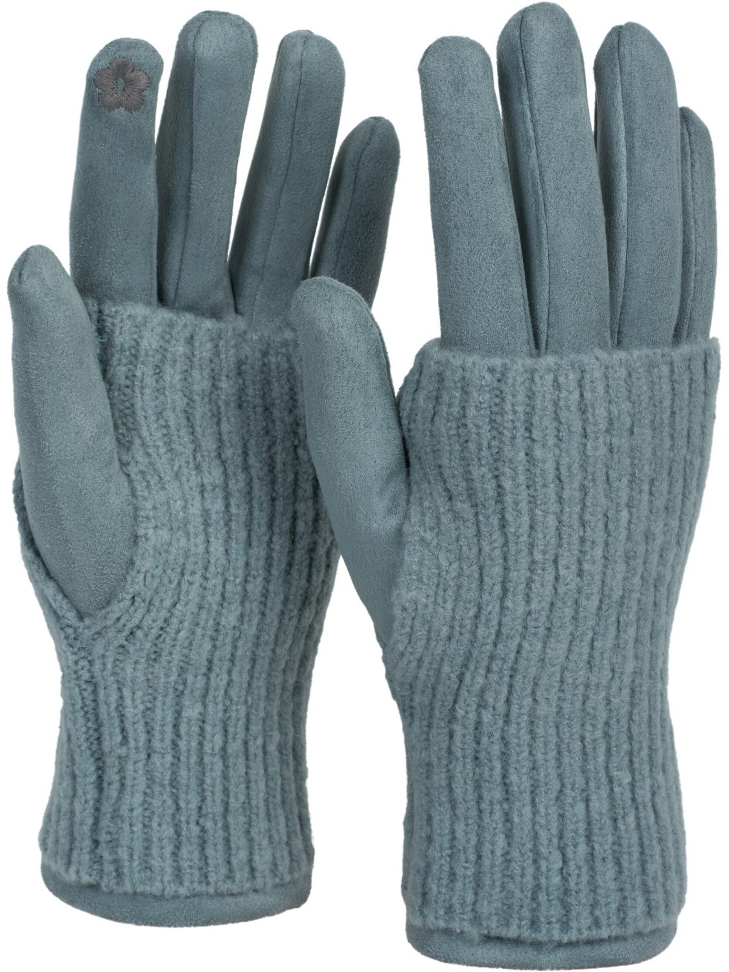 styleBREAKER Fingerhandschuhe '3 in 1 Touchscreen Stoff Handschuhe mit abnehmbarer Strick Manschette'‌‌‌‌ in XS-XL in hellblau, Produktansicht