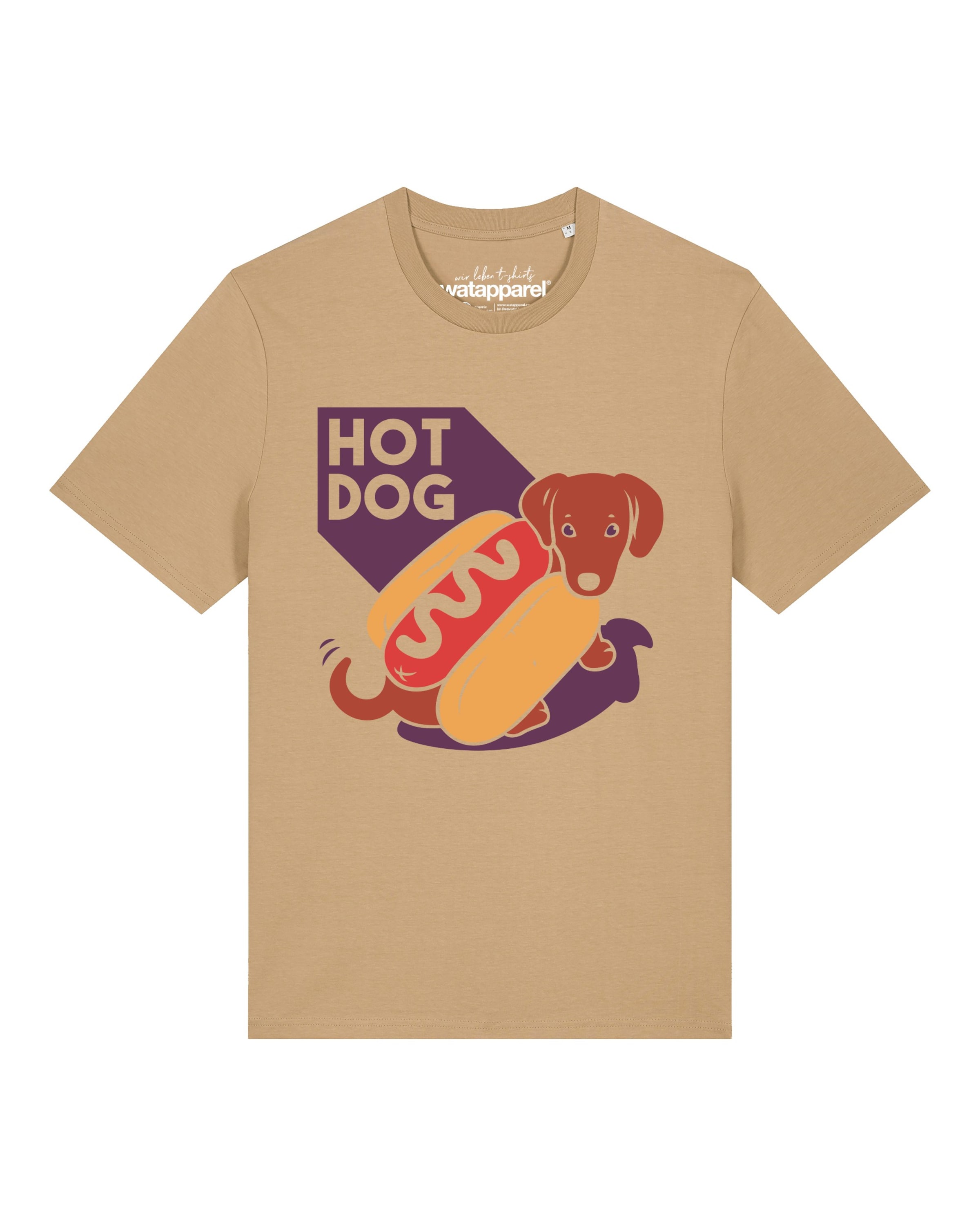 T-Shirt 'Hot Dog' Watapparel en beige : devant