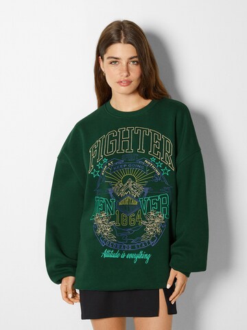 Sweat-shirt Bershka en vert : devant