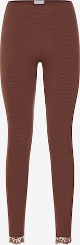 Hanro Leggings ' Woolen Lace ' in Bruin: voorkant