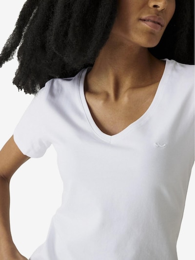 LTB Jeans Camiseta 'LTB Jeans Damen Stretch-T-Shirt mit V-Ausschnitt' en M en blanco, Vista del producto