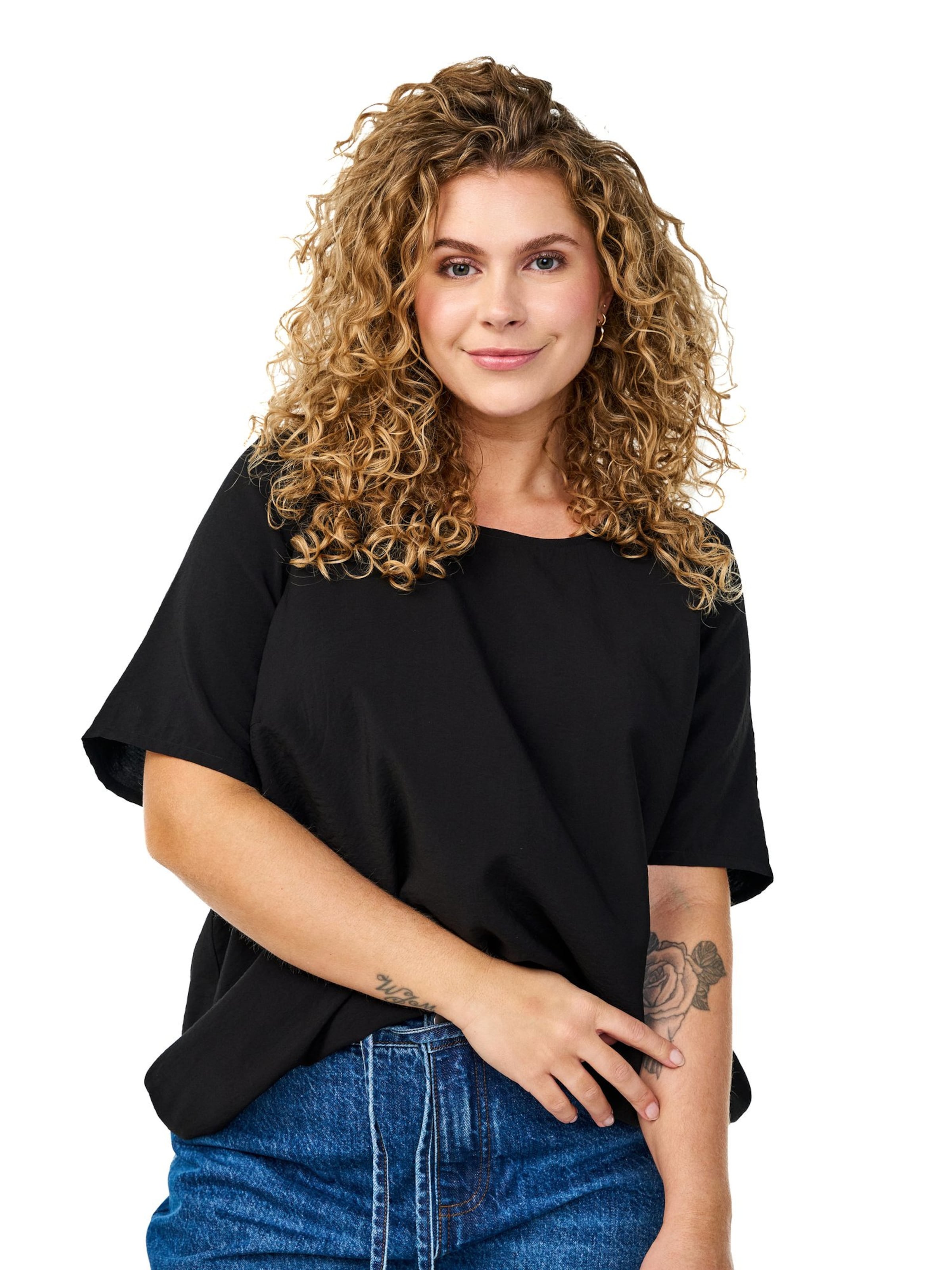 Zizzi Блуза 'Vcolly' в черно: отпред