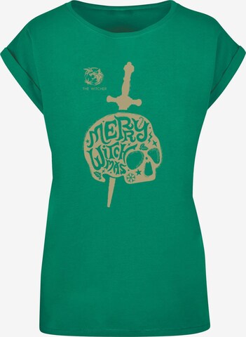 ABSOLUTE CULT Shirt 'Witcher - Merry Witchmas' in Green: front