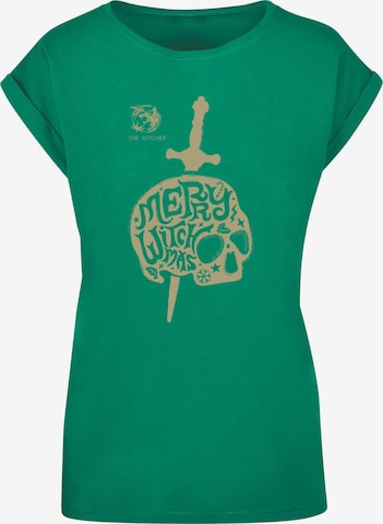 ABSOLUTE CULT Shirt 'Witcher - Merry Witchmas' in Groen: voorkant