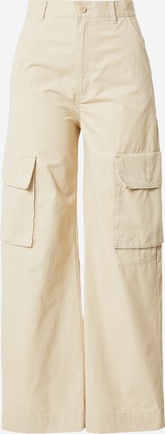 Wide Leg Pantalon cargo Monki en beige : devant