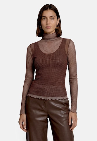 zero Langarm-Shirt mit Muster in Beige: Vorderseite