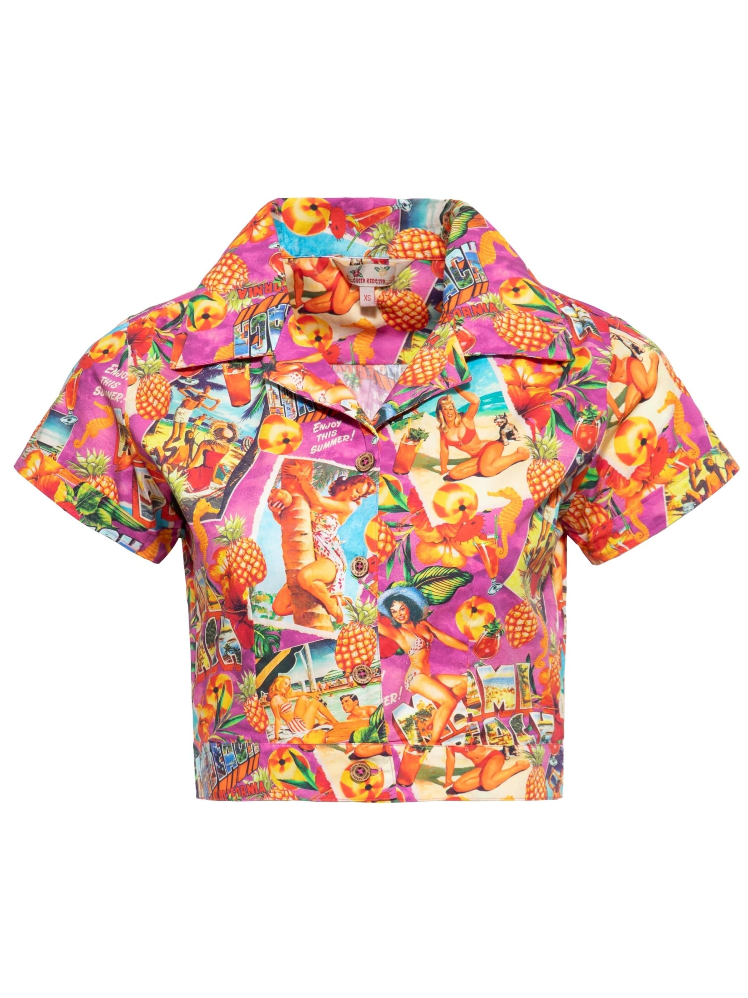 Queen Kerosin Bluse 'Miami & Long Beach'‌‌‌‌‌‌‌‌‌‌ in Mischfarben: Vorderseite