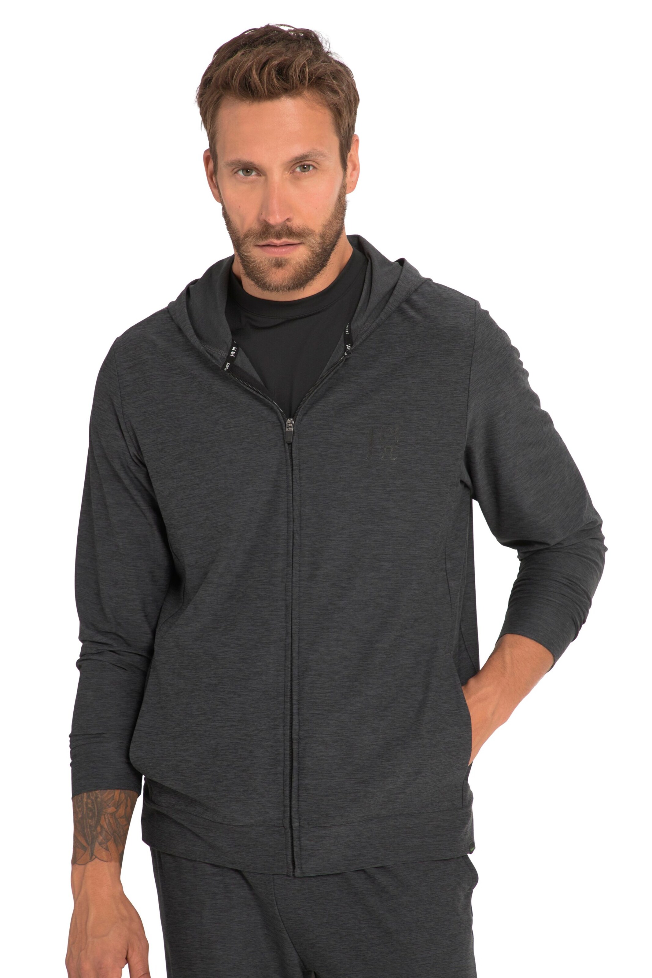 JAY-PI Athletic Zip-Up Hoodie in Grey: front