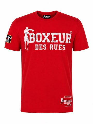 Boxeur des Rues - Traje para estar en casa 'Herren Set Boxeur des Rues: Baumwollshorts Schwarz + Slim-Fit T-Shirt Rot, Weißes Logo' en rojo