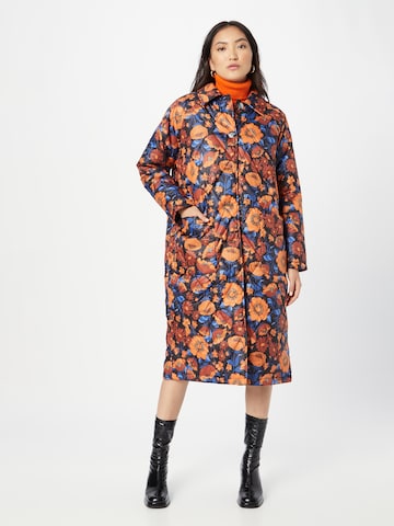 Monki Between-Seasons Coat in Orange: front