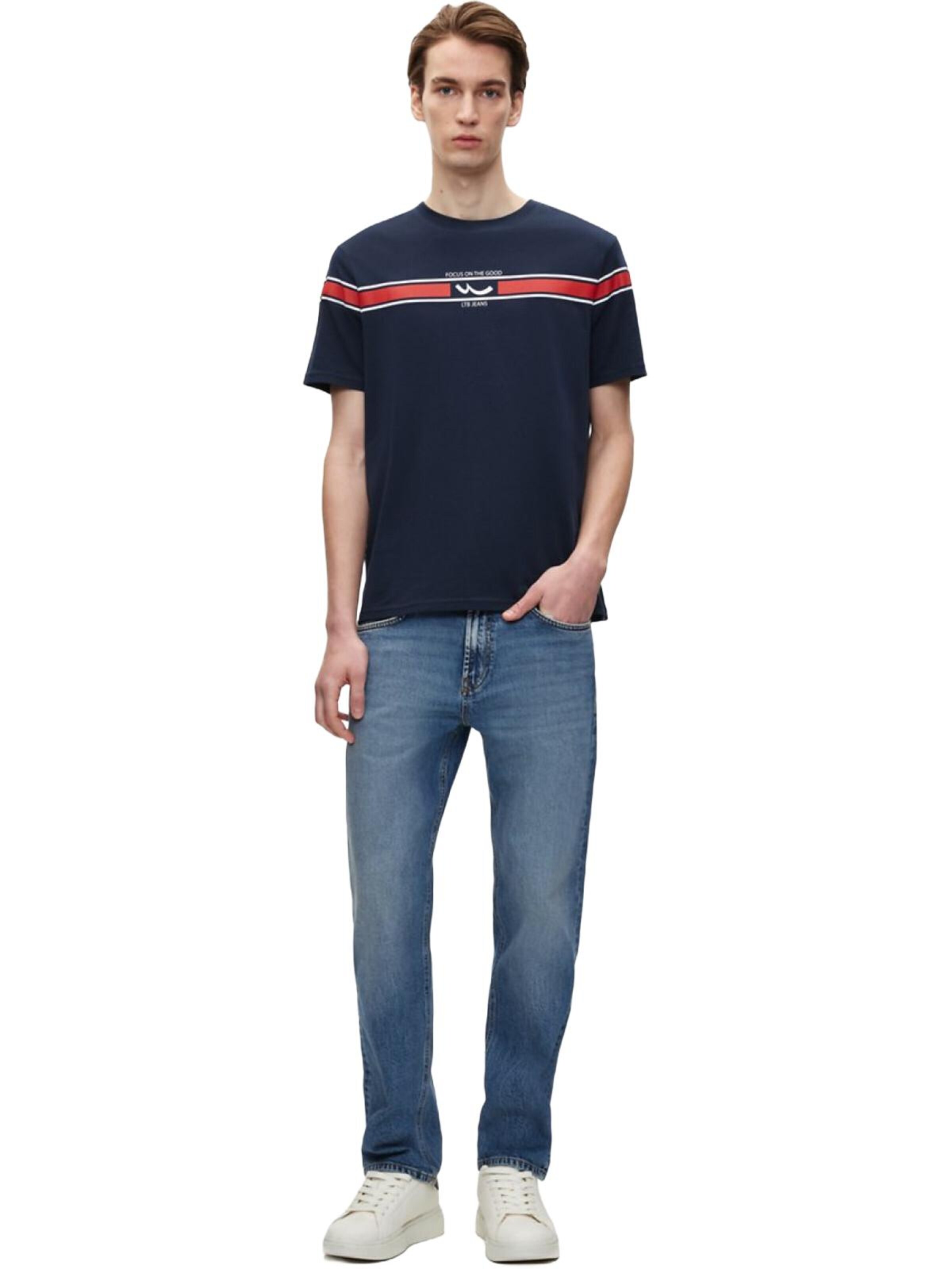 Maglietta 'LTB Jeans Herren-T-Shirt mit Streifen und Logo' di LTB Jeans in blu