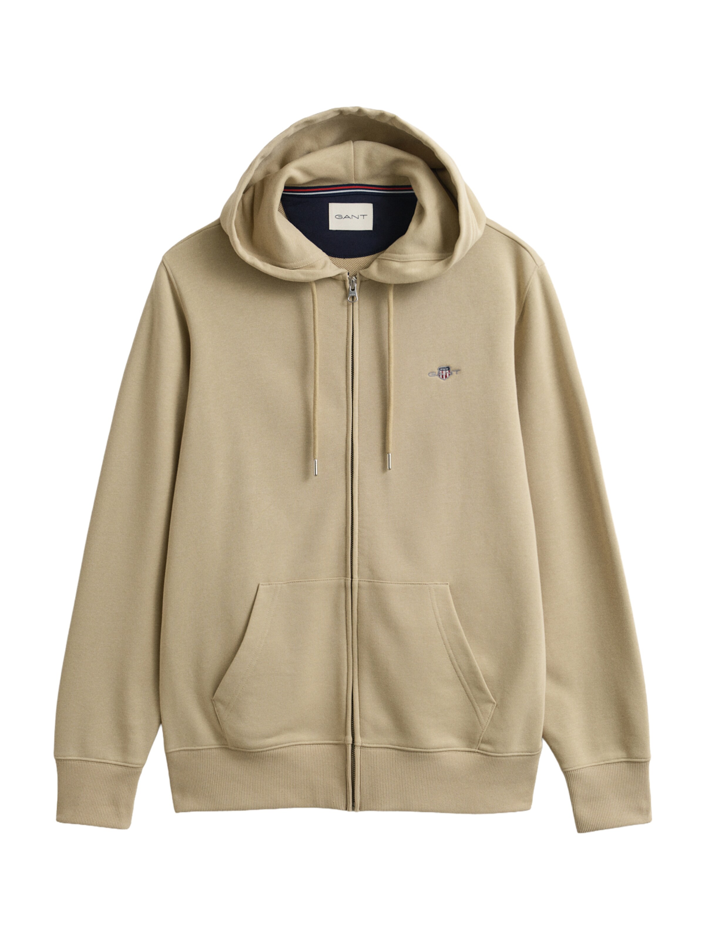 GANT Zip-Up Hoodie in Beige: front