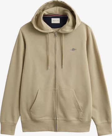 GANT Zip-Up Hoodie in Beige: front