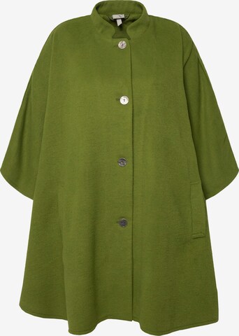 Ulla Popken Between-Seasons Coat in Green: front
