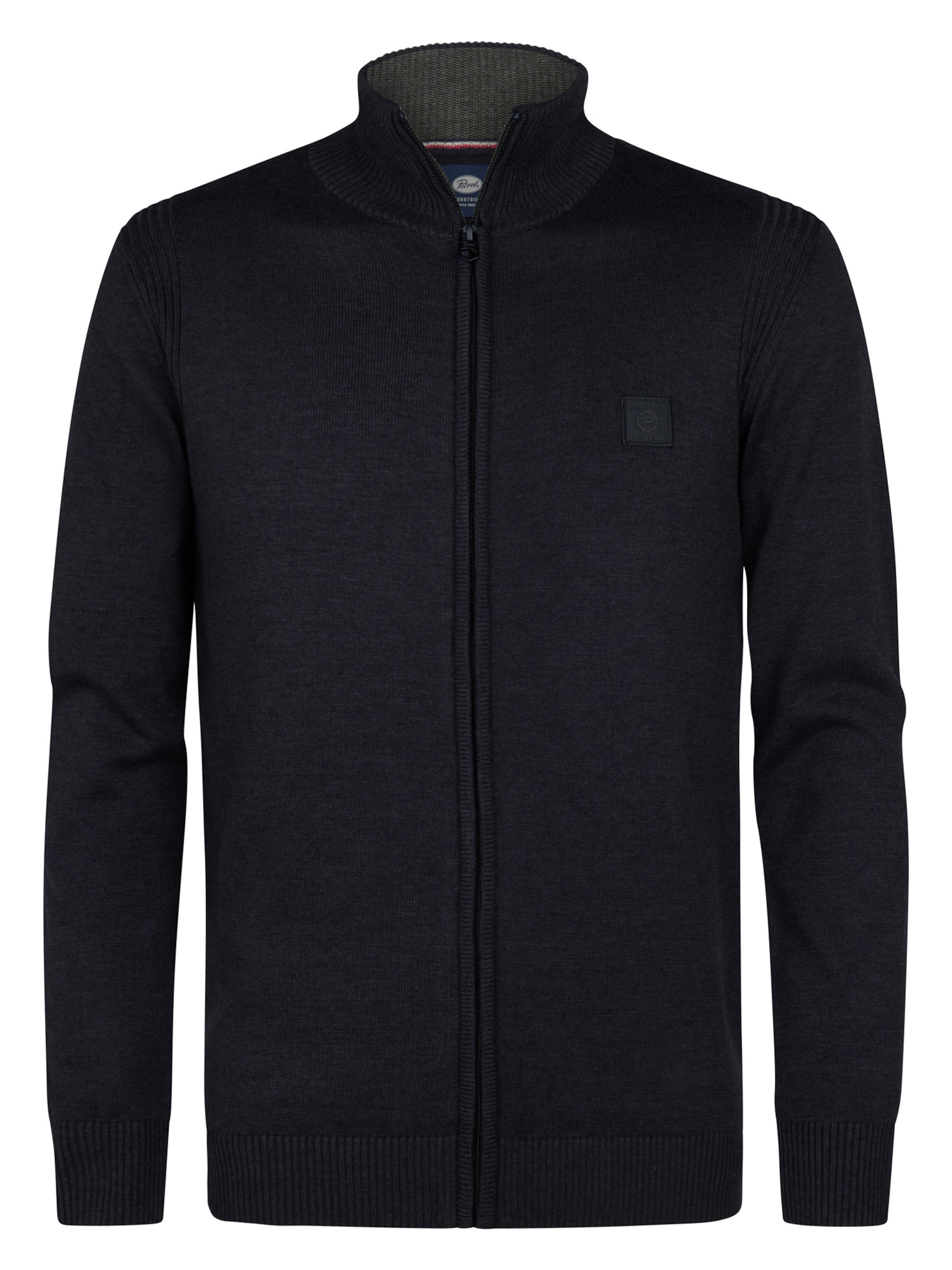 Petrol Industries Knit cardigan in Black: front