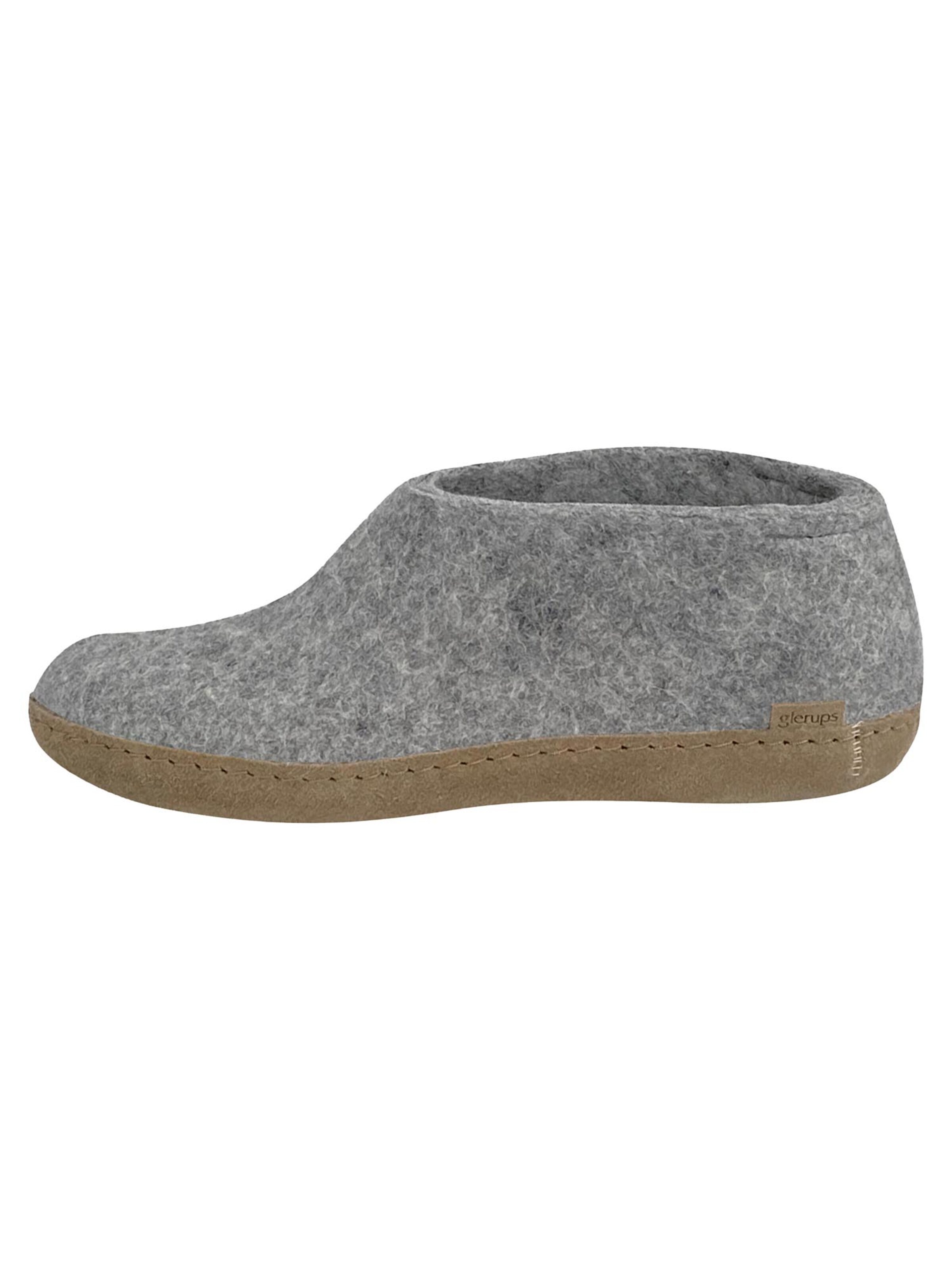 Glerups Slipper 'Ledersohle' in Grey: front