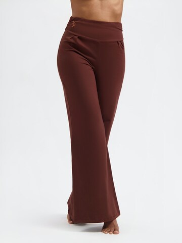 Urban Goddess Yoga & Activewear Wide leg Workout Pants 'Maeve' in Brown: front
