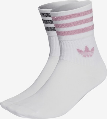 ADIDAS ORIGINALS Skarpety 'Mid-Cut Glitter Crew 2 Pairs' w kolorze biały: przód