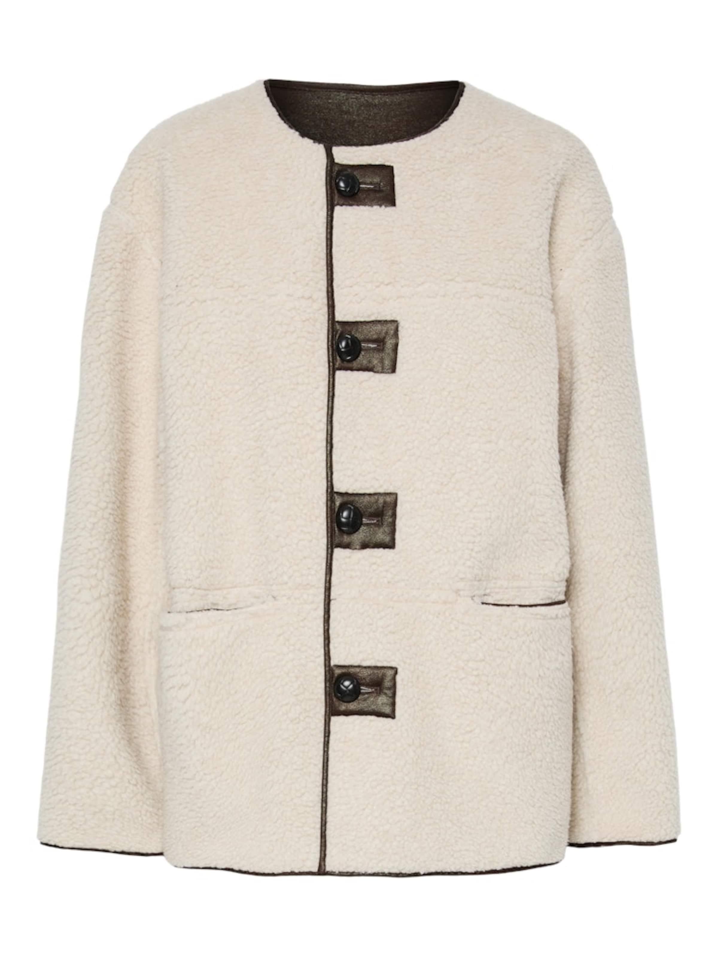 PIECES Chaqueta de entretiempo 'PCJulie' en marrón oscuro / blanco lana, Vista del producto