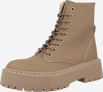 STEVE MADDEN Lace-Up Ankle Boots 'SKYLAR' in Beige: front